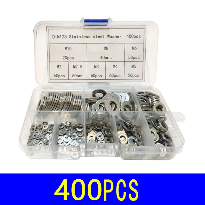 Stainless Steel Washer Kits Thin Smooth Metal Gaskets M6 M3 Plain Snap Washer M2 M2.5 M4 M5 M8 M10 M12 Screw Flat Washers Rings