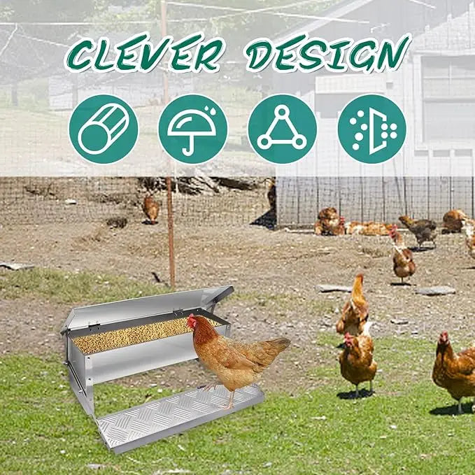Comedero Automático de Acero Inoxidable 11LB para Gallinas