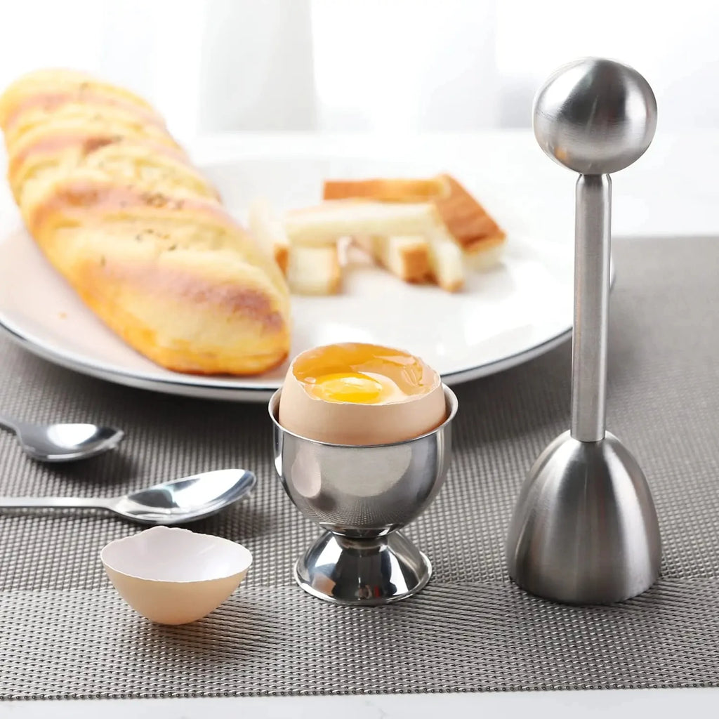 Egg Cups Set Stainless Steel Hard Soft Boiled Egg Tray Holder for Breakfast Brunch Kitchenware Christmas Gift Set Kitchen Tools
