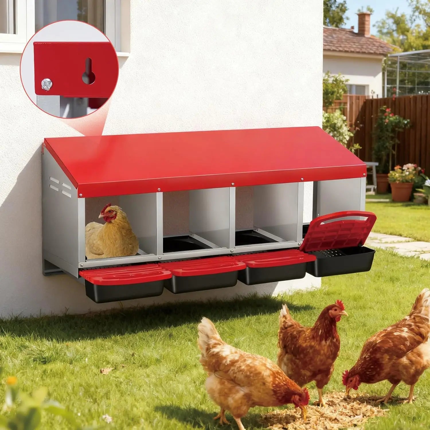 Caja Nido Metálica para Gallinas con Recolección Automática de Huevos