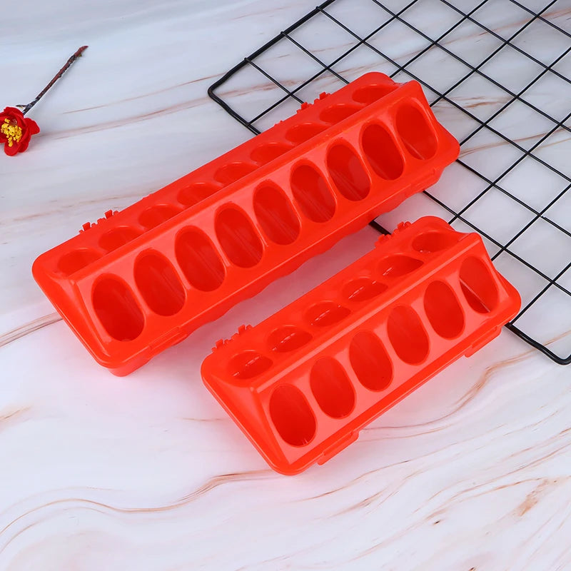 1 Pc Double Row 12/18 Holes Poultry Ground Feeder Plastic Clamshell Feeding Chicken Groove Farm Breeding Supplies