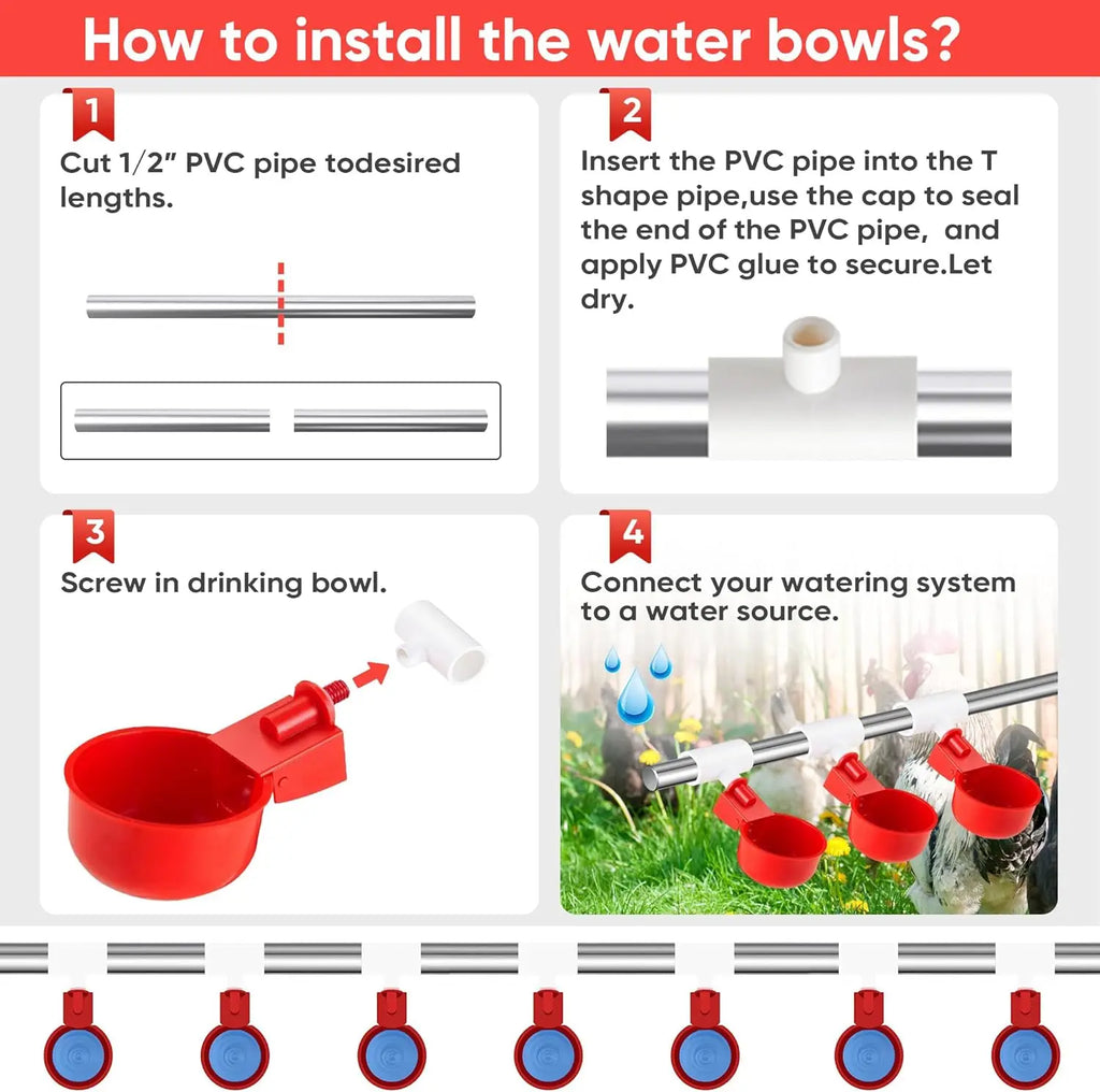 Copa Bebedero Automática con Conector PVC para Gallinas