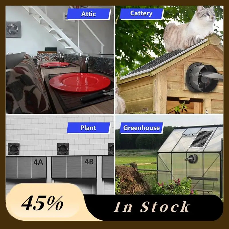 Ventilador Solar Silencioso 4" 8W para Gallineros e Invernaderos