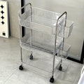 3Tier Clear Storage Cart with Wheels: Multifunctional Rolling Organizer for Home and Office, Ideal for Bedroom, Living Room，