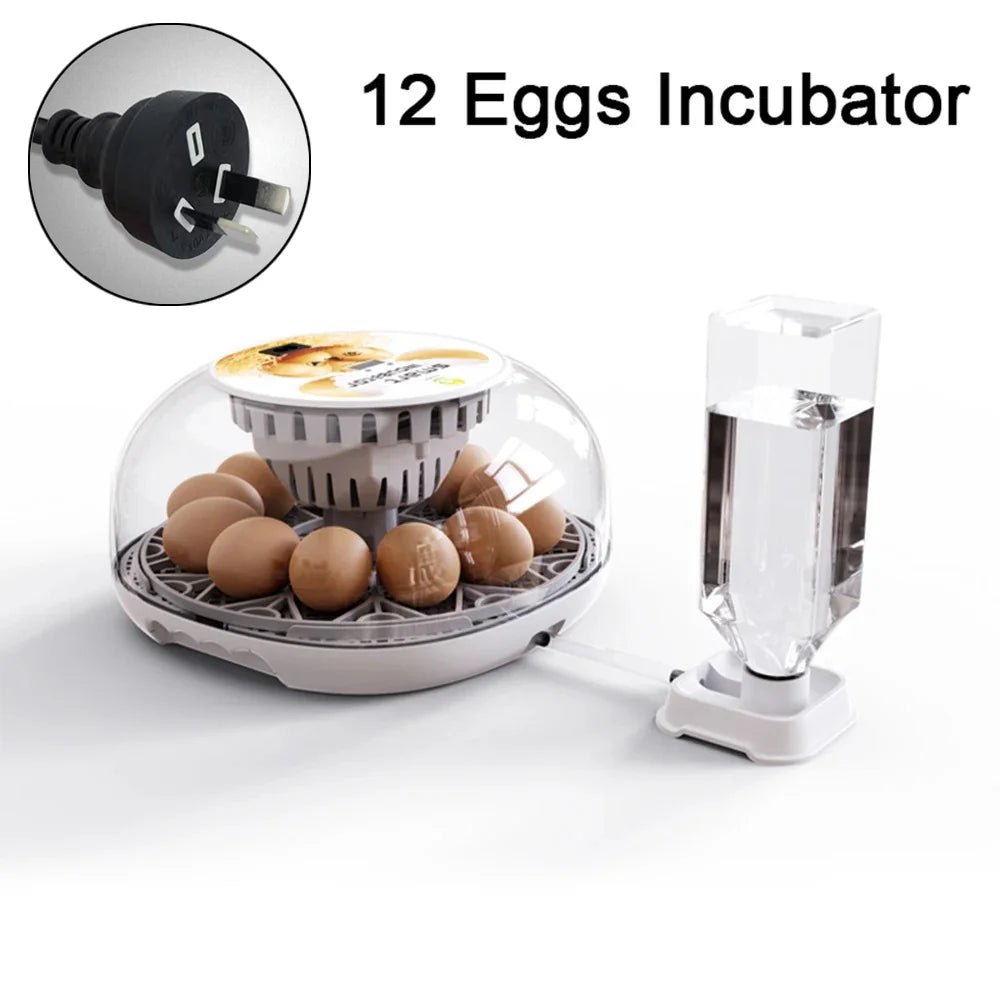 Incubadora de huevos de ganso y pollo pequeño para el hogar, agregue automáticamente el agua, Control inteligente de temperatura, 12 incubadoras