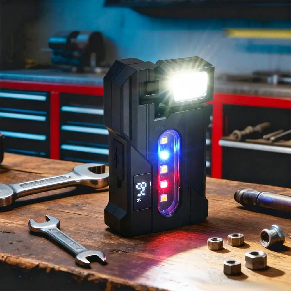 Portable Flashlight Ajustable-angle Magnetic Rechargeable Multifunctional Flashlights Outdoor Red and Blue Warning Work Lights