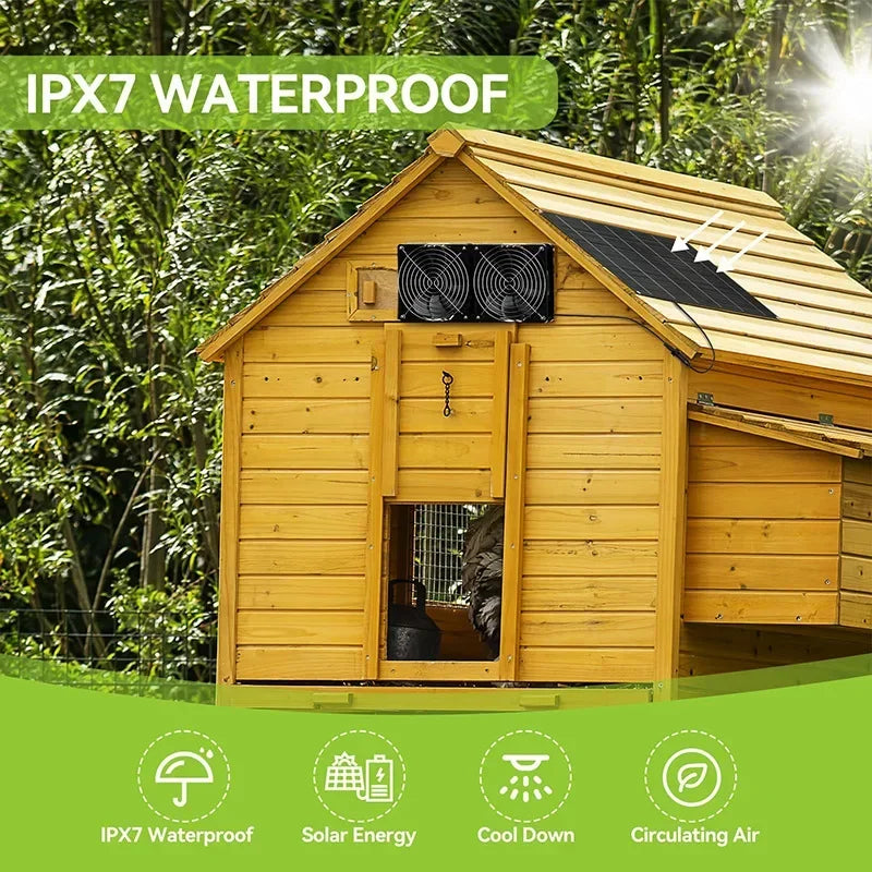 Extractor Solar Doble para Gallinero 12V Ventilación