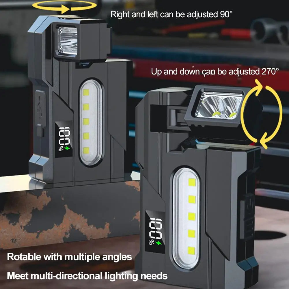 Portable Flashlight Ajustable-angle Magnetic Rechargeable Multifunctional Flashlights Outdoor Red and Blue Warning Work Lights