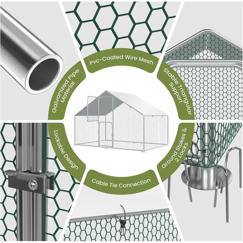 Gallinero Exterior Resistente para 10-15 Pollos