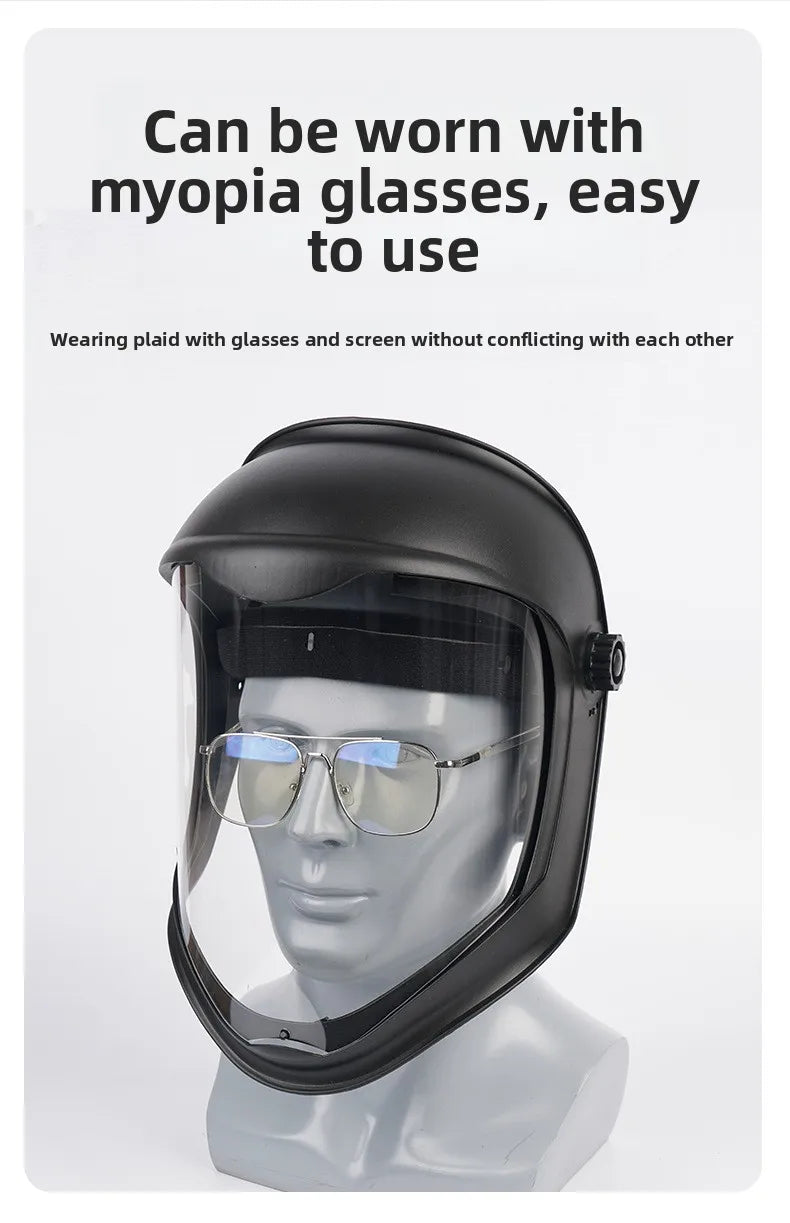 Full Face Protective Safe Mask, Anti Fog, Anti Impact, Anti Splash, Head Mounted Transparent Dust-proof and Oil Fume Proof Mask
