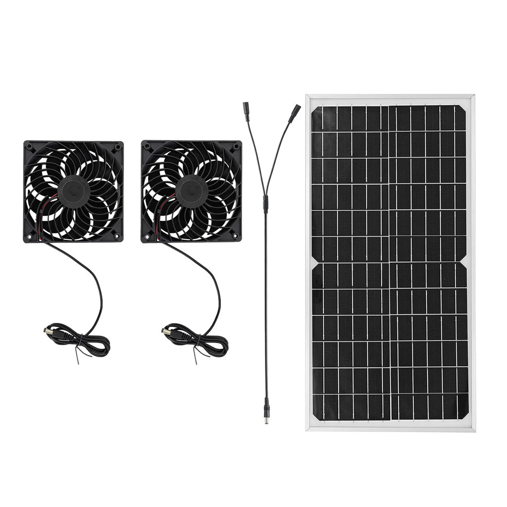 Ventilador Solar 16W Doble para Gallinero e Invernadero