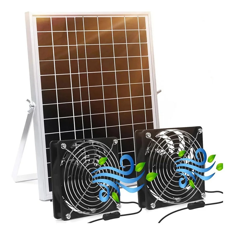 Ventilador Solar 15W con Doble Ventilador para Gallinero e Invernadero