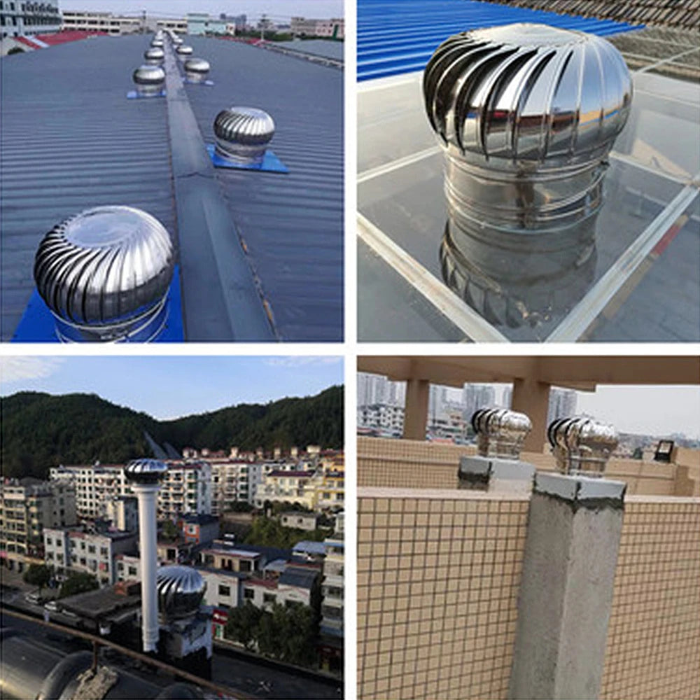 Stainless Steel Roof Ventilator Wind Turbines Air Vent Attic Ventilator 110mm Pipefit Roof Ventilating Fan