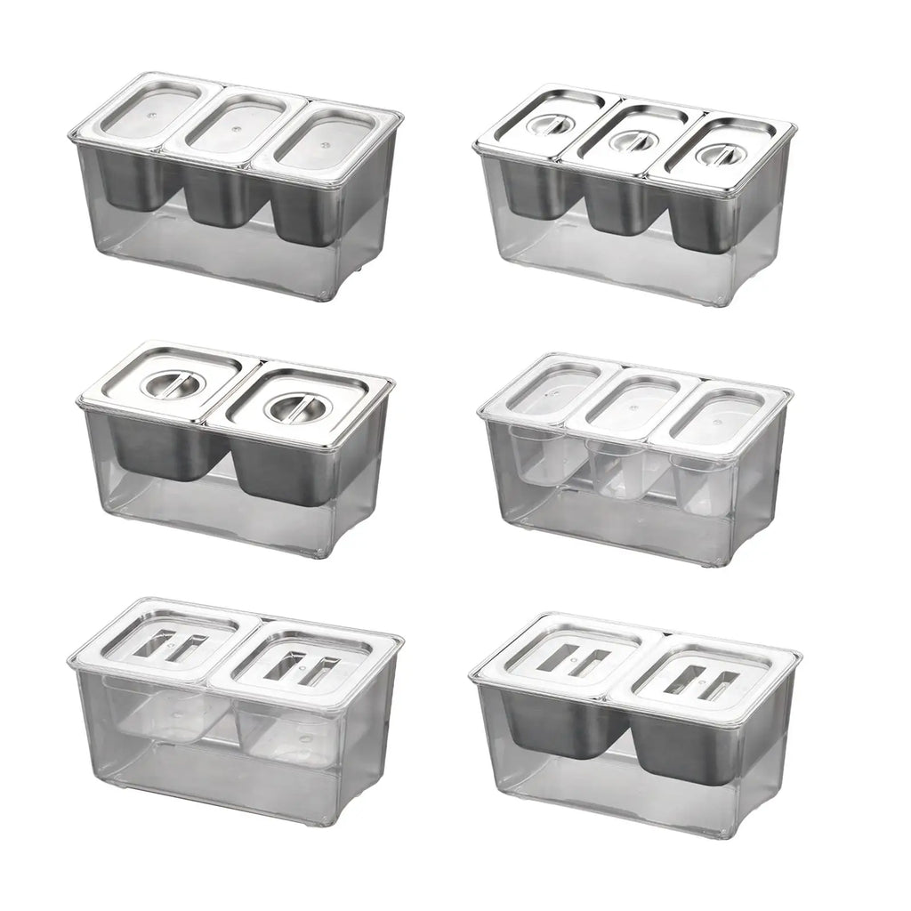 Chilled Condiment Server Tray with Containers Bar Fruit Caddy Commercial Jam Box for Milk Tea Shop BBQ Party Outdoor Bar