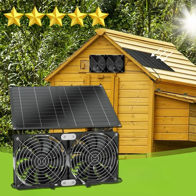 Extractor Solar Doble para Gallinero 12V Ventilación