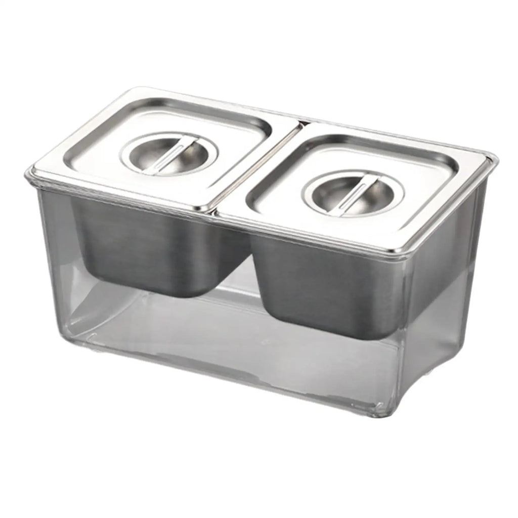 Chilled Condiment Server Tray with Containers Bar Fruit Caddy Commercial Jam Box for Milk Tea Shop BBQ Party Outdoor Bar