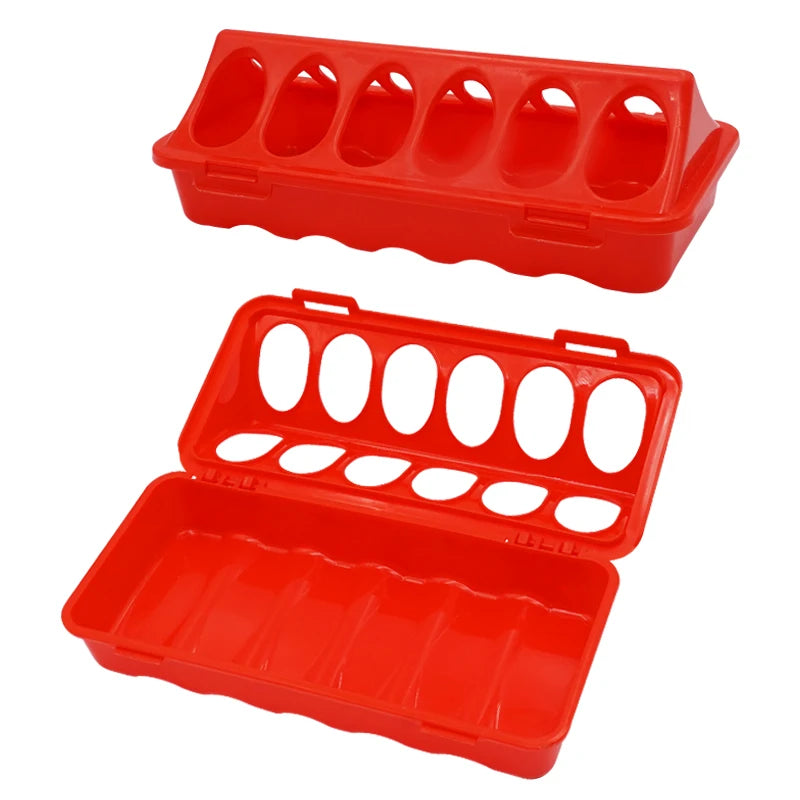 Poultry Double Row Ground Feeder, Chicken Bird Pigeon Flip-Top Anti-Spread Rearing Trough, Farm Breeding Feeding Bucket 20/30cm