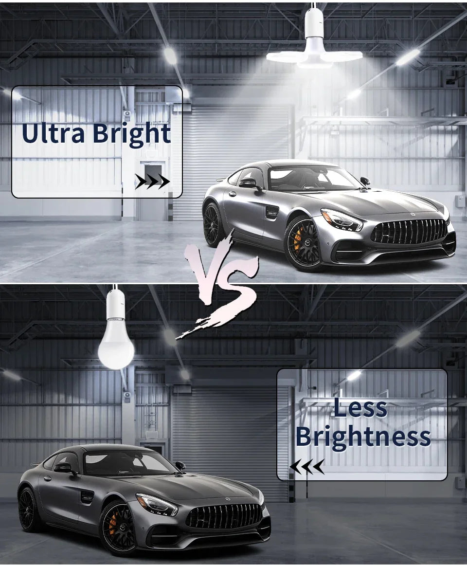 LED 4 Leaf Bulb E27 Collapsible Warm White Light Pendant Light Storage Garage Kitchen Lighting High Brightness Remote Control