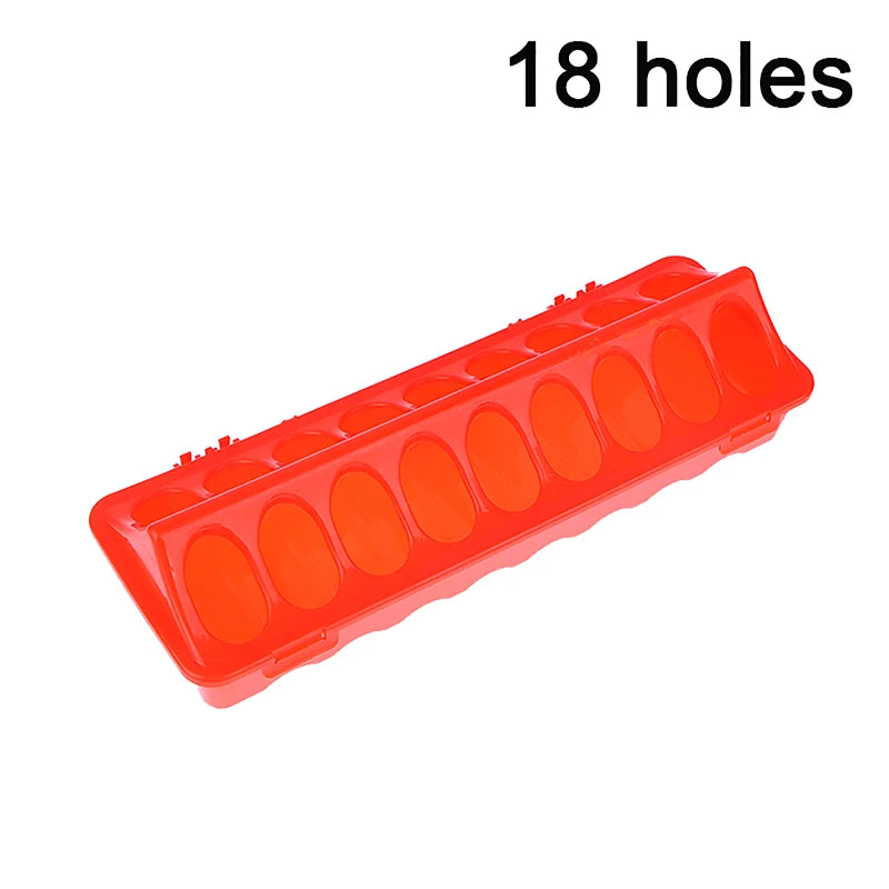 1 Pc Double Row 12/18 Holes Poultry Ground Feeder Plastic Clamshell Feeding Chicken Groove Farm Breeding Supplies