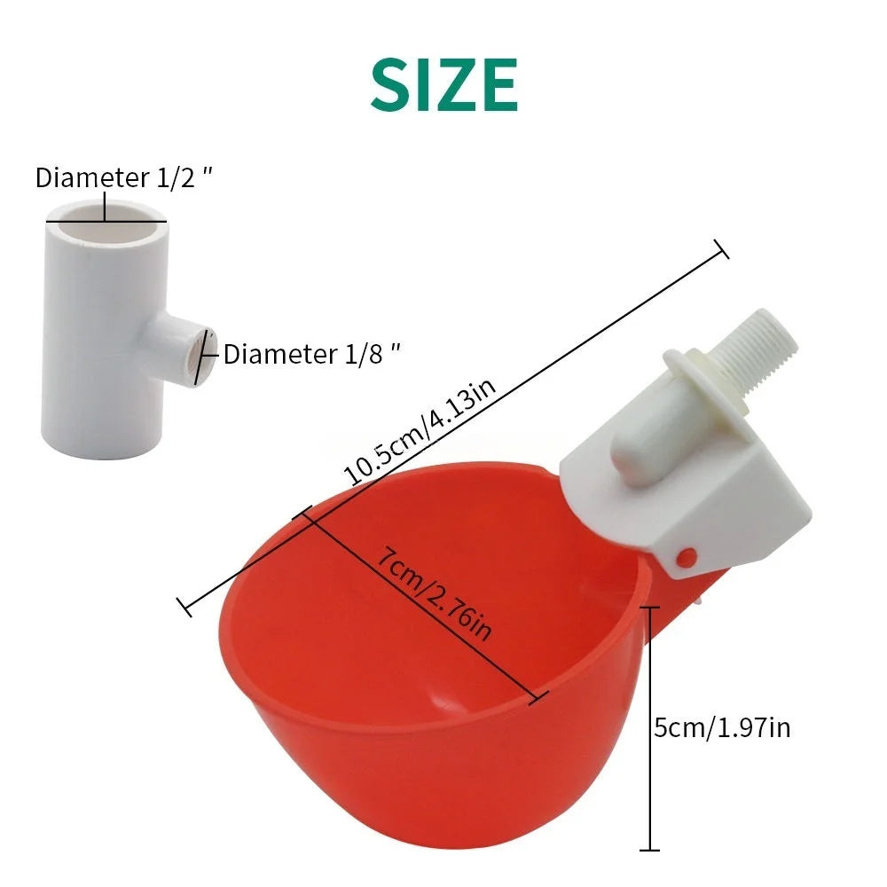 Copa Bebedero Automática con Conector PVC para Gallinas