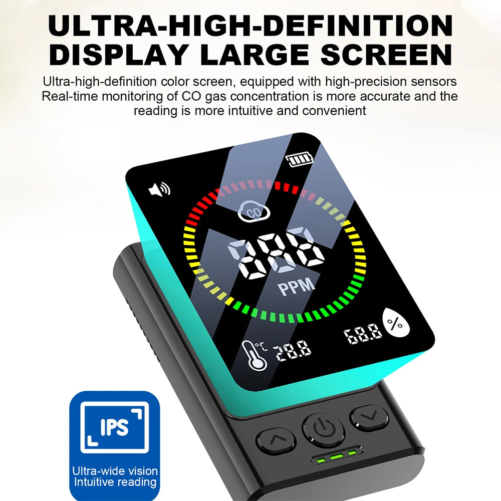 Air Quality Detector Portable Carbon Monoxide Alarm Anti Poisoning Monitoring Leak Detection Device Display Analyzer Tools