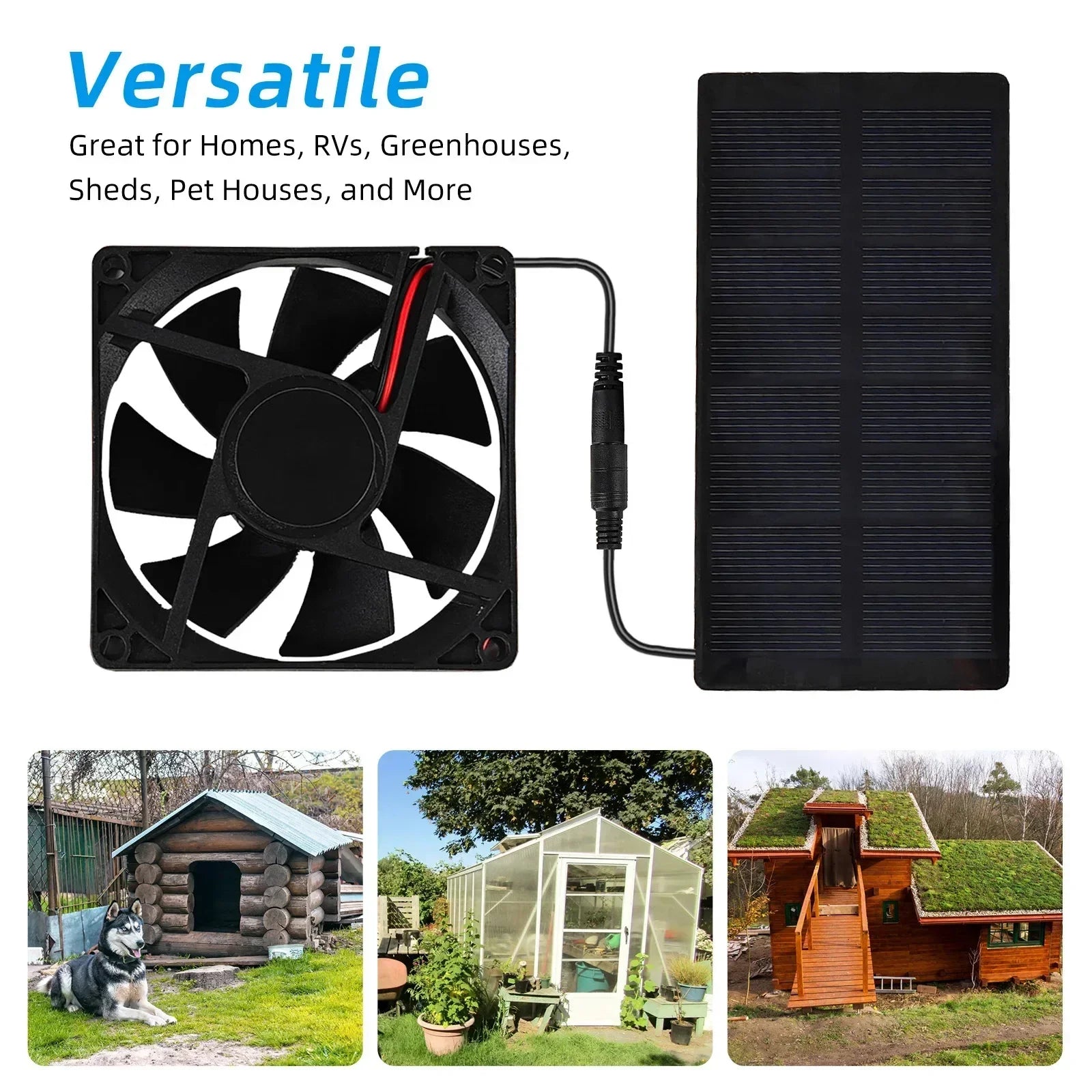 Small Solar Exhaust Fan Mini Cooling Fan Solar Powered Fan Wit Outdoor, Utility Room, Pet House, Chicken House, Dog House
