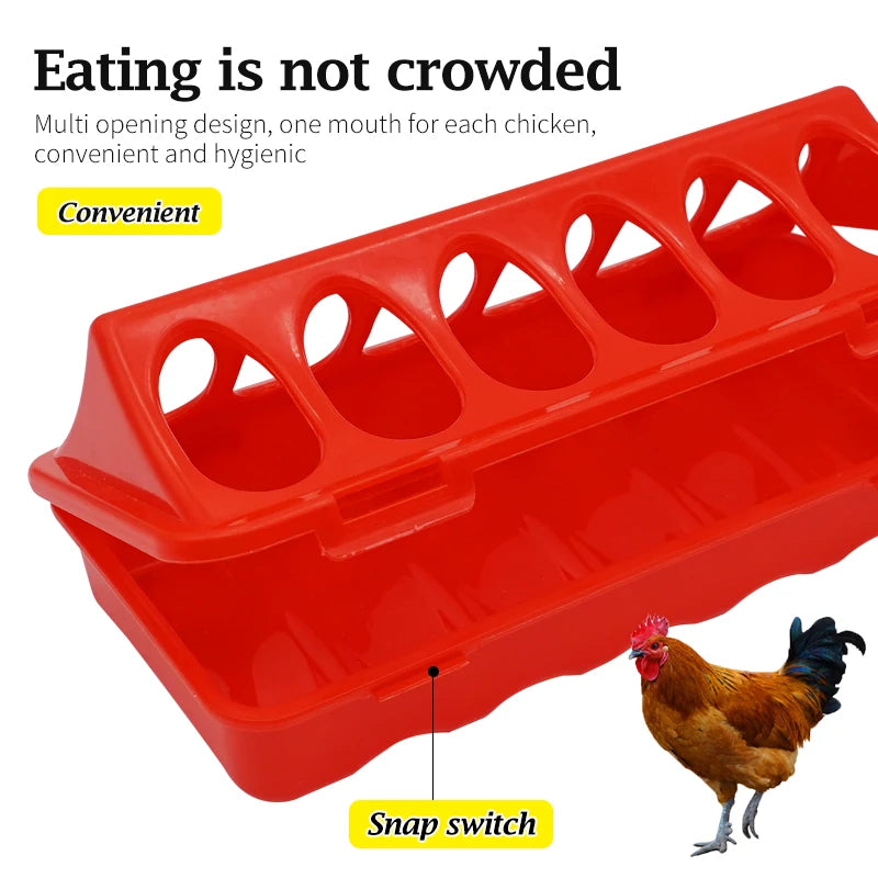 Poultry Double Row Ground Feeder, Chicken Bird Pigeon Flip-Top Anti-Spread Rearing Trough, Farm Breeding Feeding Bucket 20/30cm