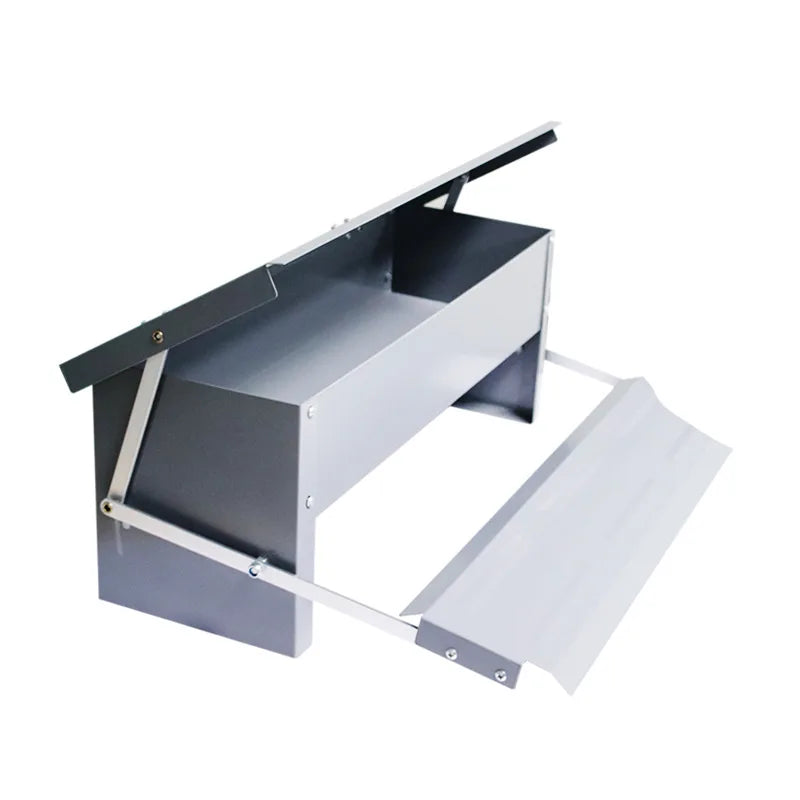 Comedero para Pollos con Tapa Resistente a la Intemperie, a Prueba de Ratas, Comedero Metálico para Pollos, Patos y Gansos