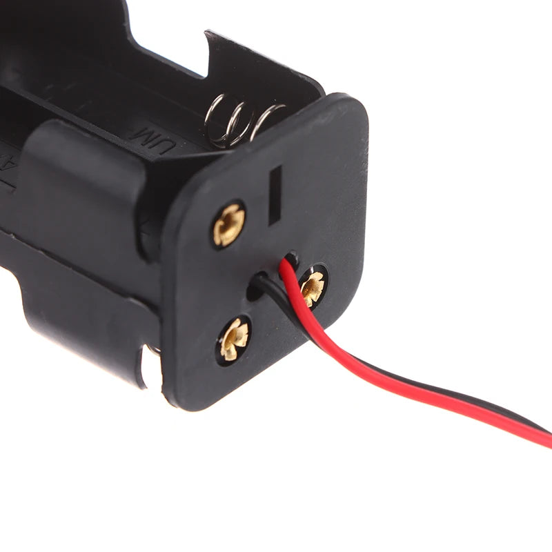 AA Battery Holder 6V For 4 X Batteries Black Plastic Storage Box Case Dual Layers With Wire Lead