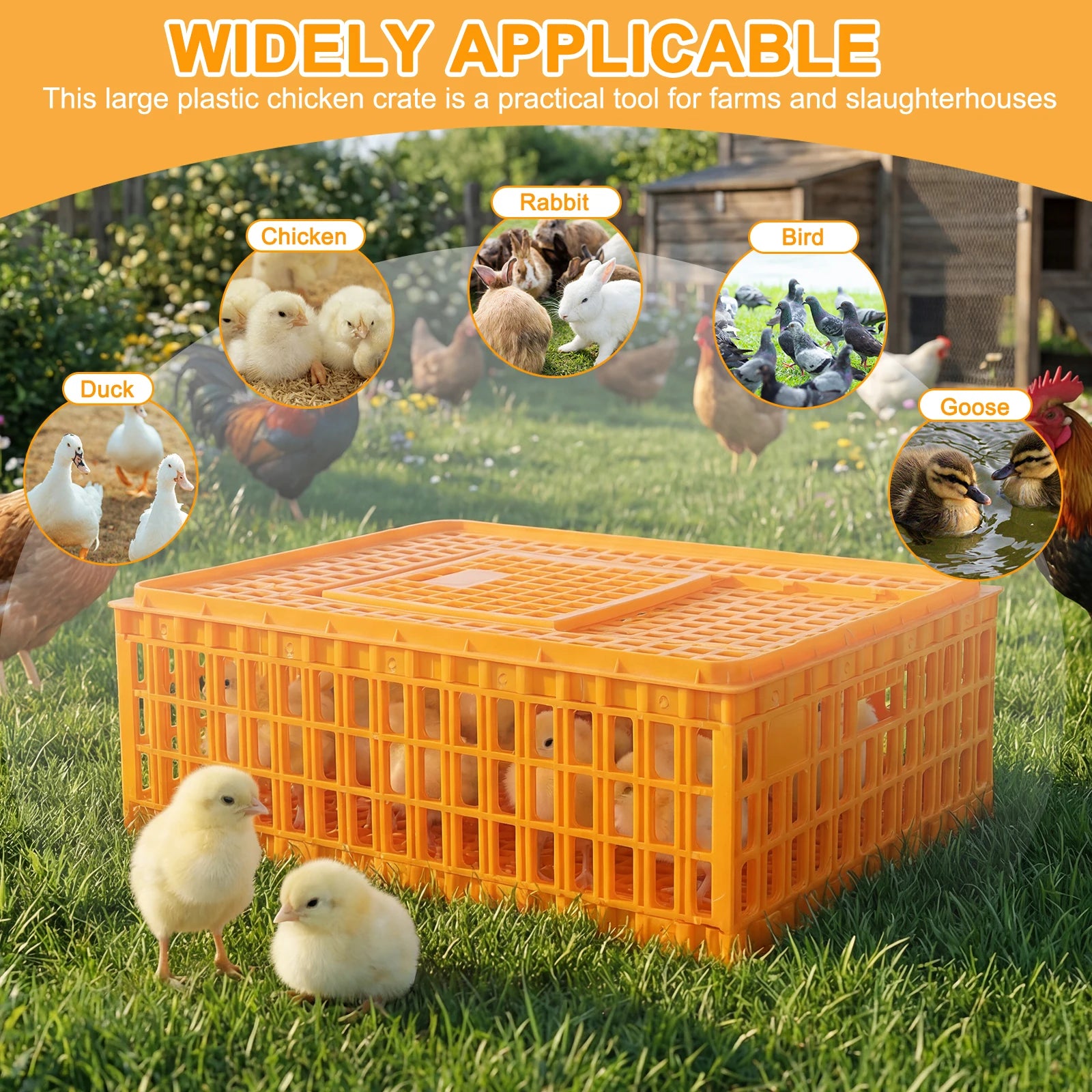 Jaula de Transporte de Plástico para Pollos – Pack 6