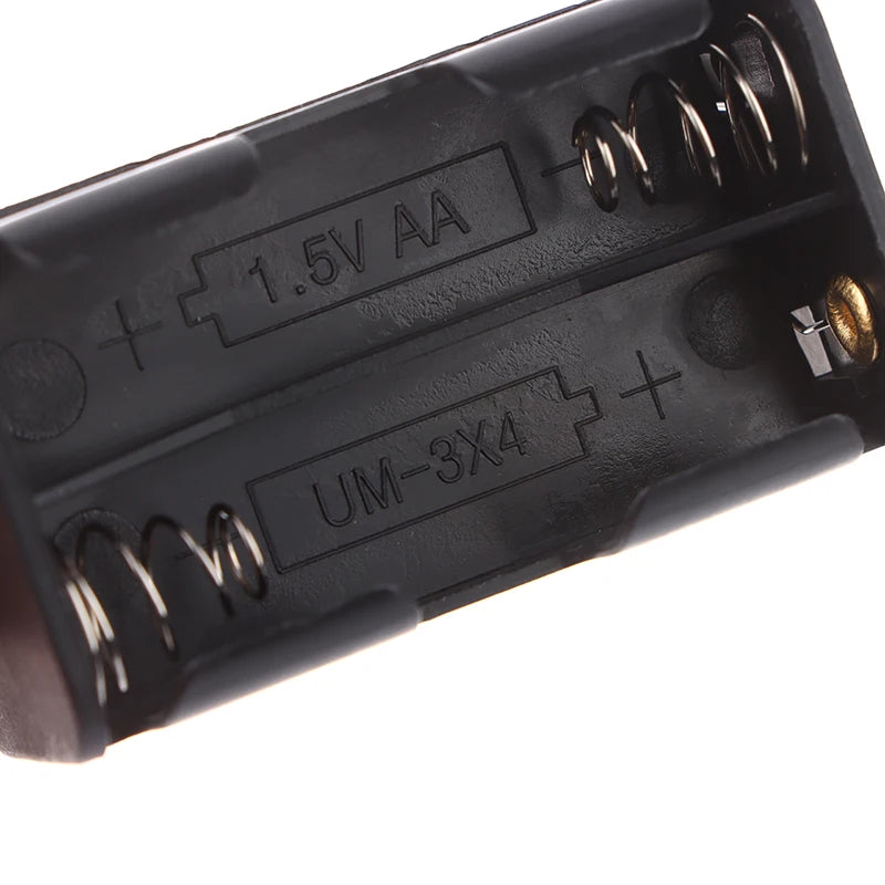AA Battery Holder 6V For 4 X Batteries Black Plastic Storage Box Case Dual Layers With Wire Lead