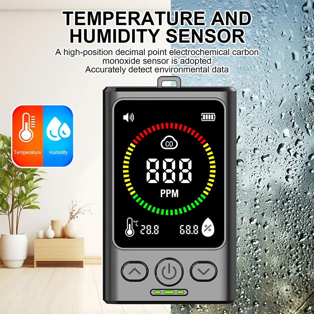 Air Quality Detector Portable Carbon Monoxide Alarm Anti Poisoning Monitoring Leak Detection Device Display Analyzer Tools