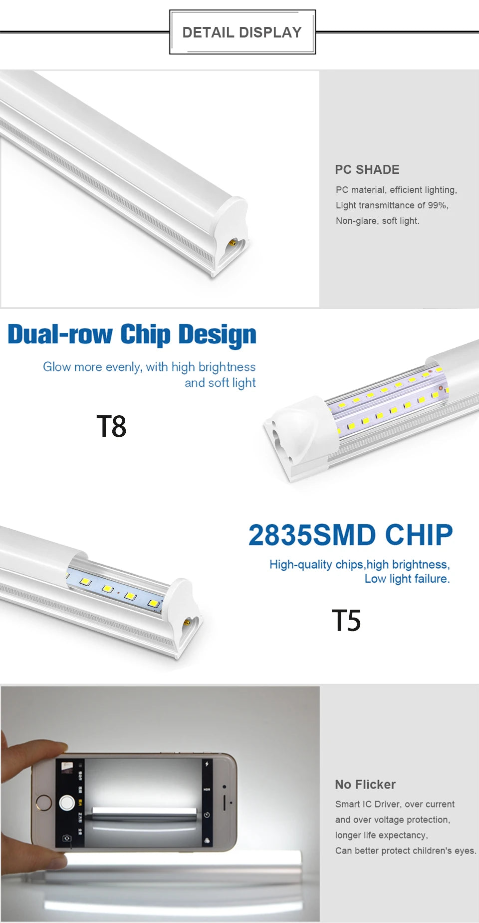 220V T5 15W/T8 25W LED Tube Aluminum Bar Hight Brightness Energy-Saving Fluorescent Tubes For Hotel Mall Cafe Office Lighting