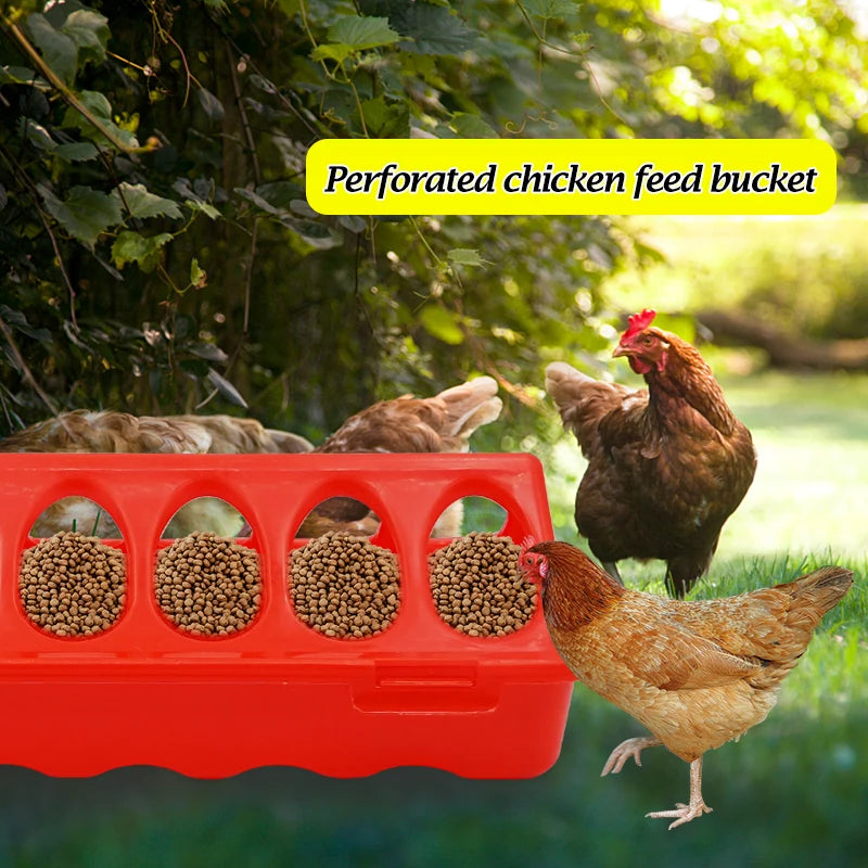 Poultry Double Row Ground Feeder, Chicken Bird Pigeon Flip-Top Anti-Spread Rearing Trough, Farm Breeding Feeding Bucket 20/30cm