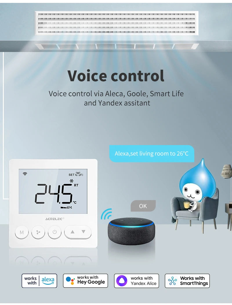 Digital Central Air Conditioning FCU Fan Coil Unit Thermostat Weekly Programmable Temperature Controller Wholesale Price