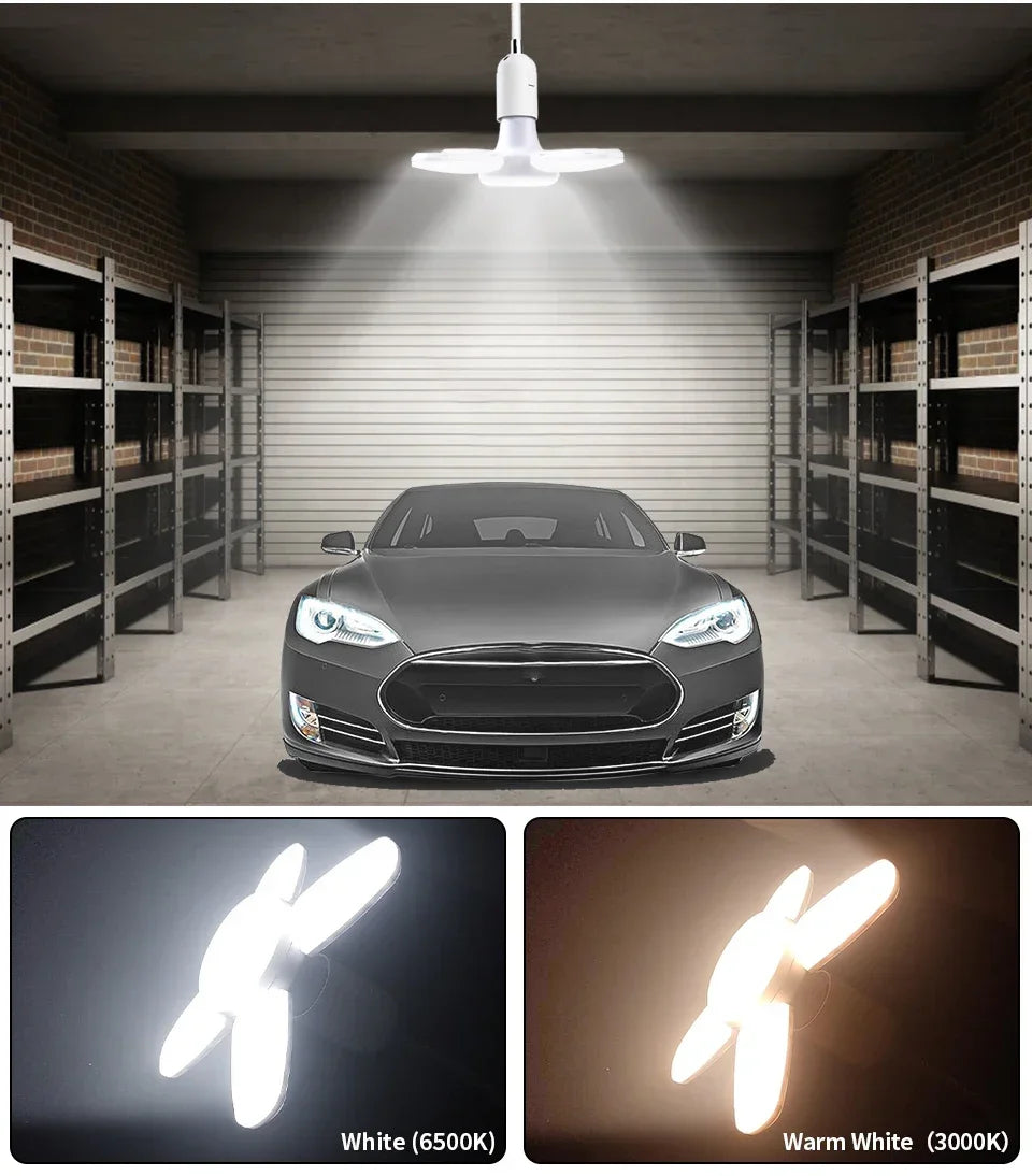 LED 4 Leaf Bulb E27 Collapsible Warm White Light Pendant Light Storage Garage Kitchen Lighting High Brightness Remote Control