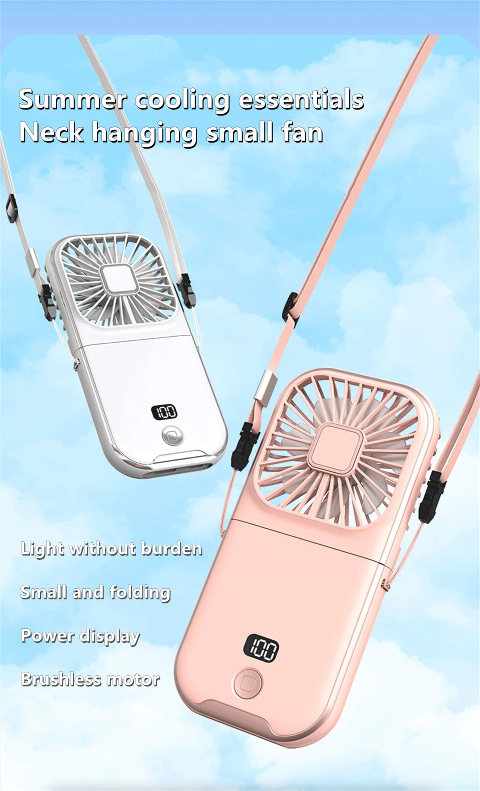 Foldable Hanging Neck Fan Cooling Desktop Refrigeration Handheld USB Mini Fan Camping Mute Ventilador Air Cooler for Sports