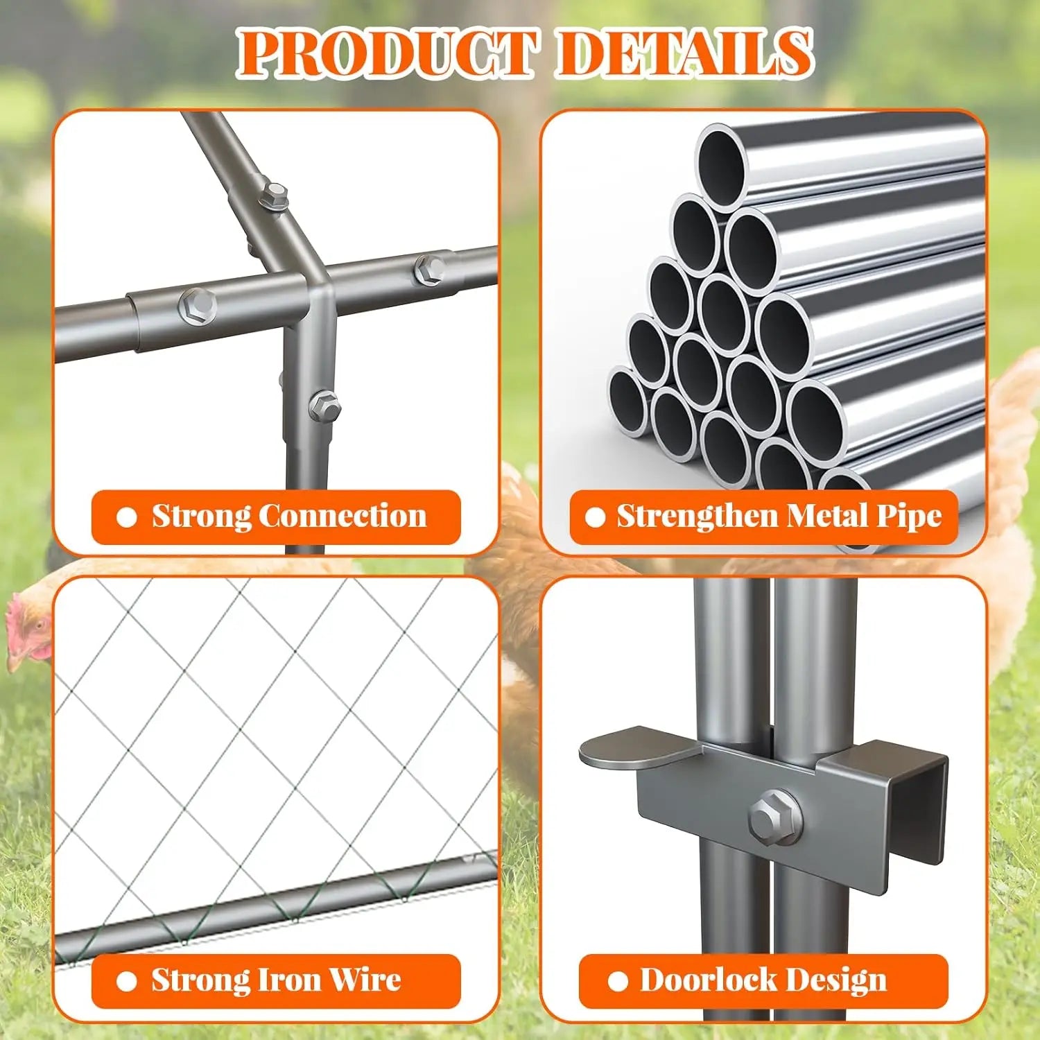 Jaula Grande de Metal para Aves de Corral