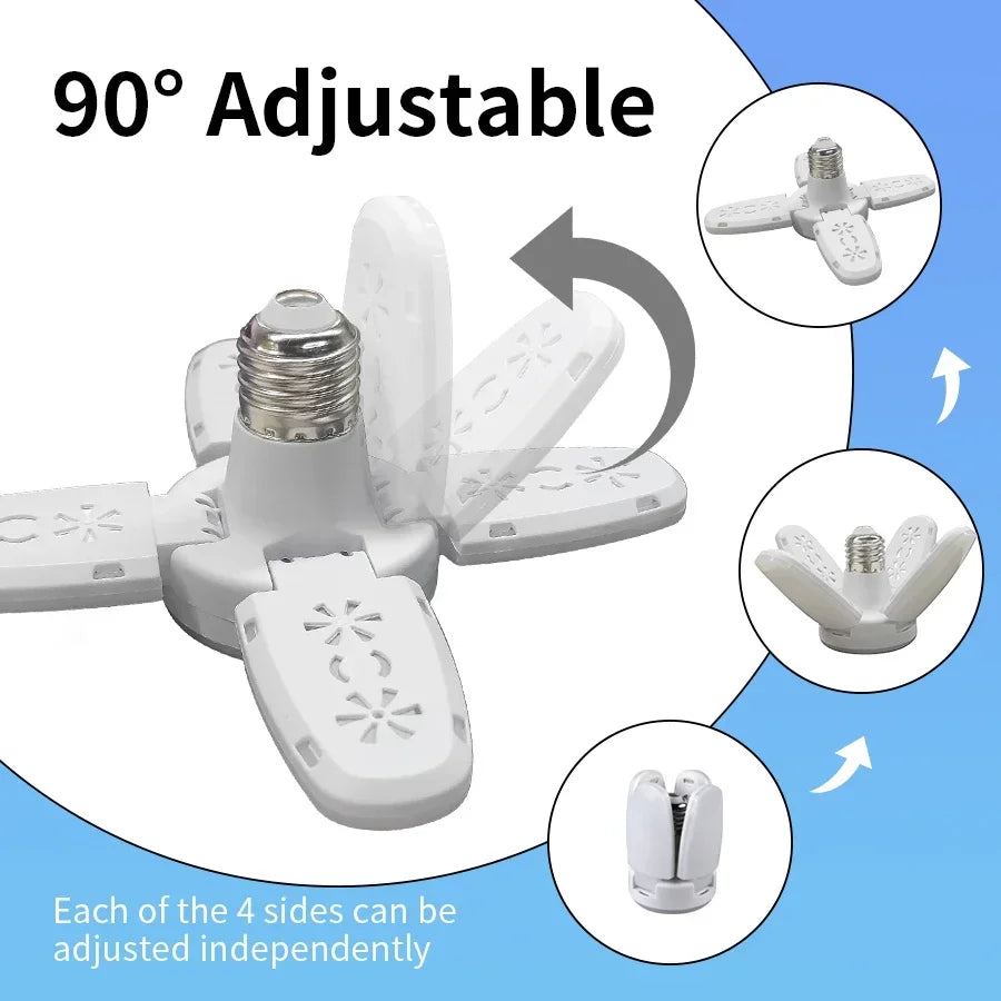 LED 4 Leaf Bulb E27 Collapsible Warm White Light Pendant Light Storage Garage Kitchen Lighting High Brightness Remote Control