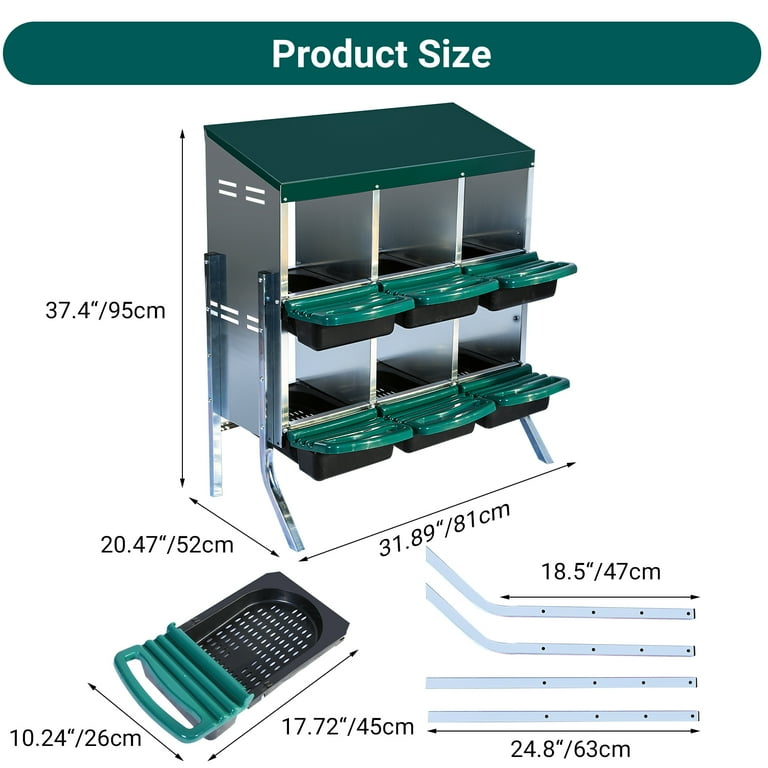 Caja Nido Metálica para Gallinas con Recolección Automática de Huevos