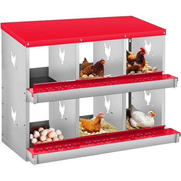 Caja Nido Metálica para Gallinas con Recolección Automática de Huevos