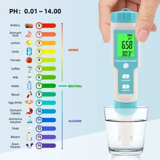 Medidor digital de pH, sales y temperatura del agua